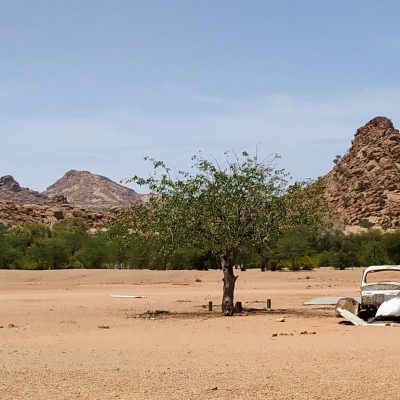 Car in Namib desert
